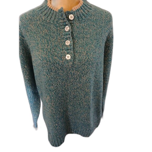 The Tog Shop Women’s Sweater Size L Heather Green Knit Pullover Acrylic Button - Picture 4 of 5